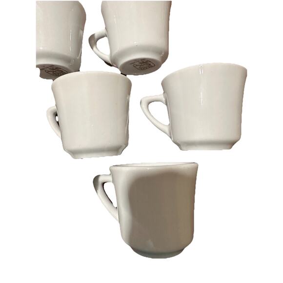 Vtg Rego Restaurant Diner Coffee Tea Mug Cup Espresso Porcelain White Set 7 - Picture 2 of 6